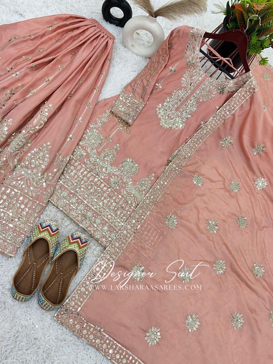 Peachy Pink Sharara Suit