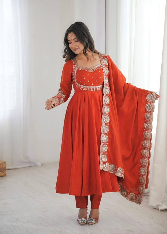 Laksharaa Sarees MASAKALI β Anarkali Suit Burnt Orange