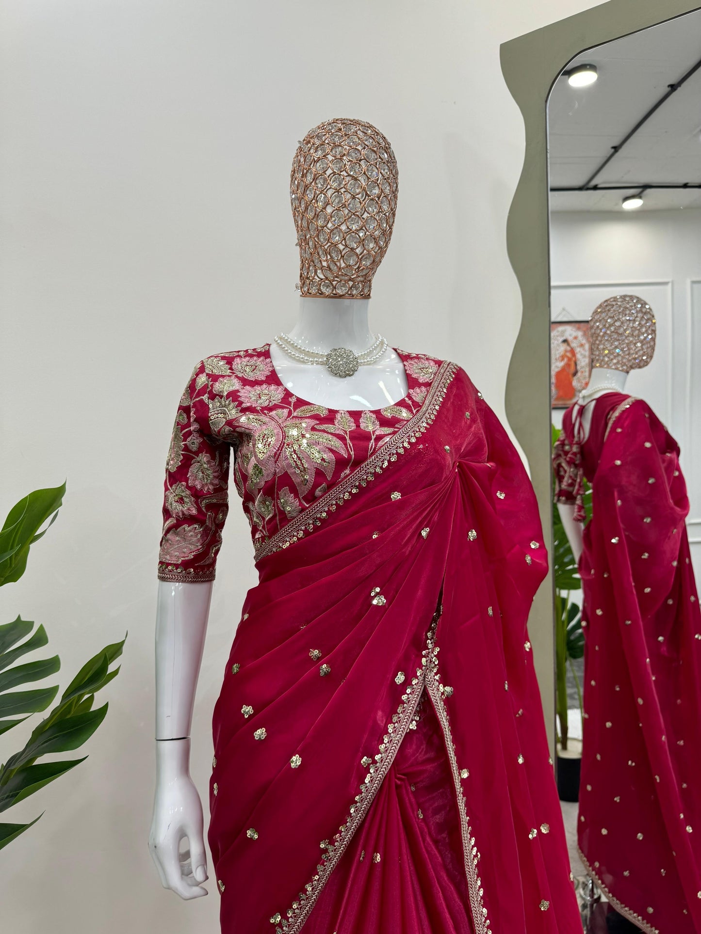 NIRUPA - Partywear Georgette Saree x Floral Designer Blouse