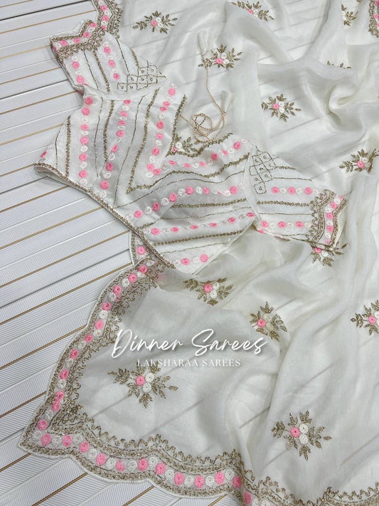 CAMILA - Chiffon Georgette Saree x Floral Work