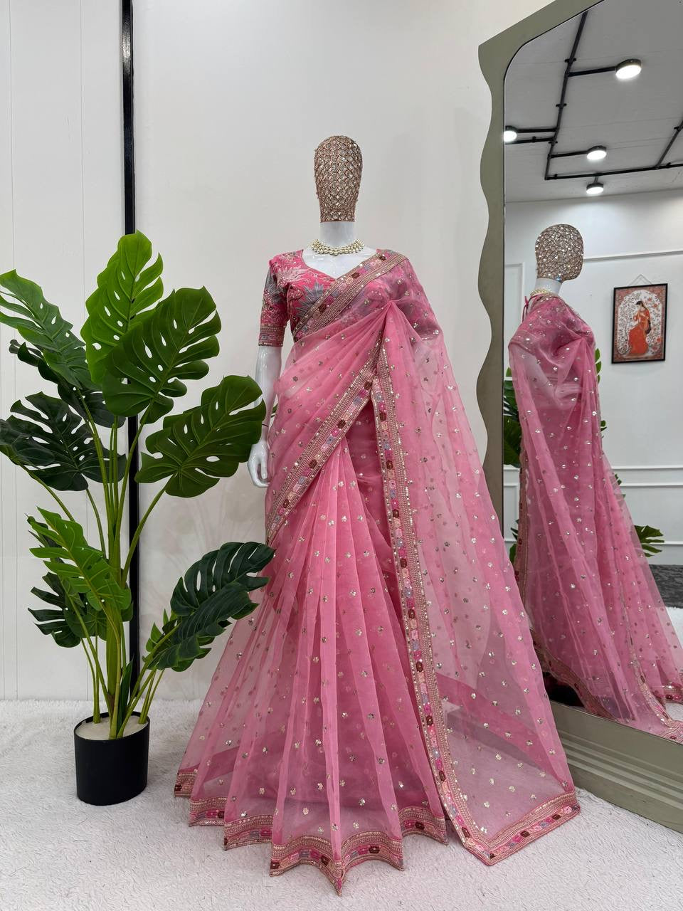 ELARA - Designer Organza Silk Saree with Stunning Border