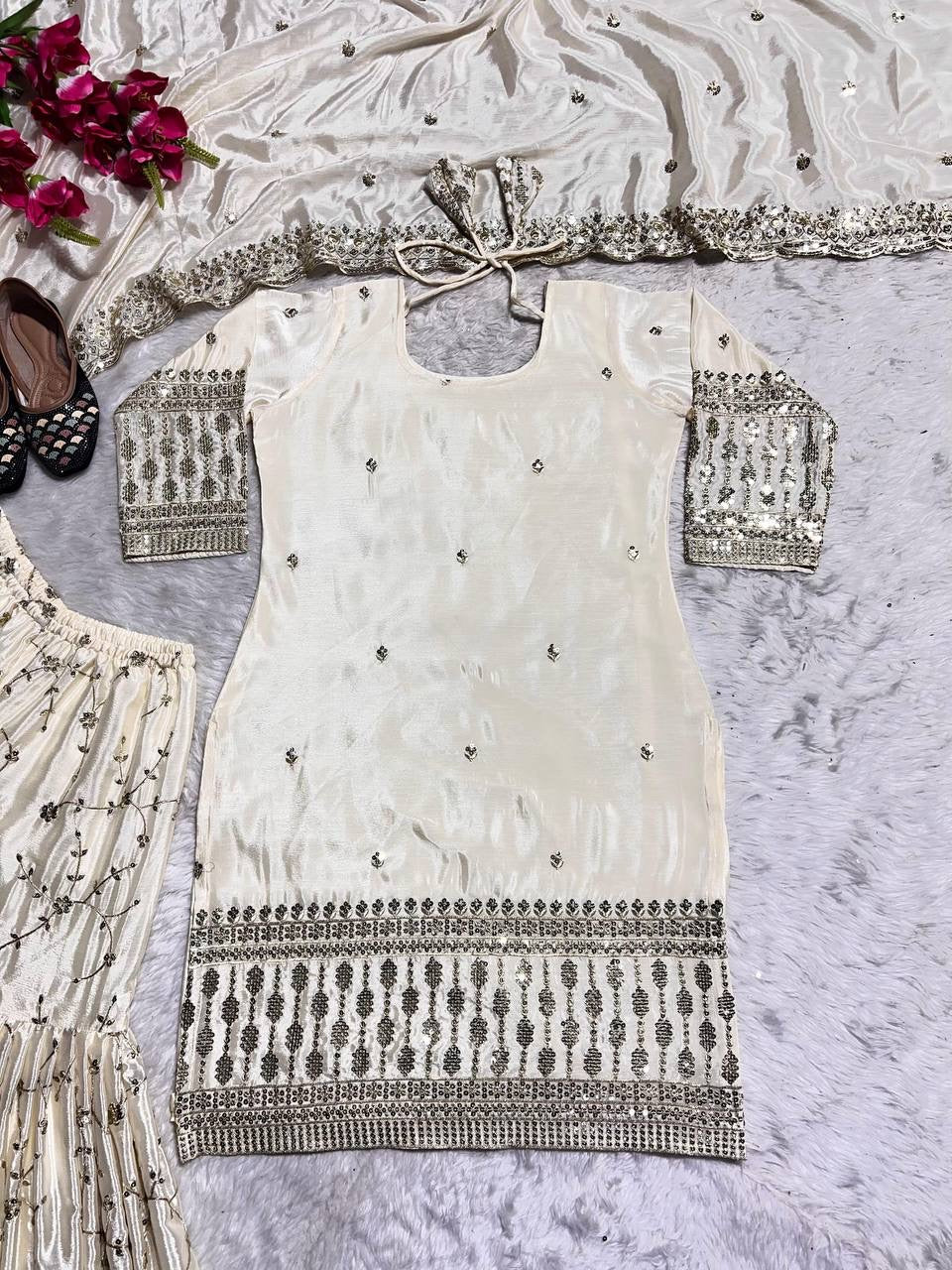 FARA - CREAM x Gold Sharara Suit