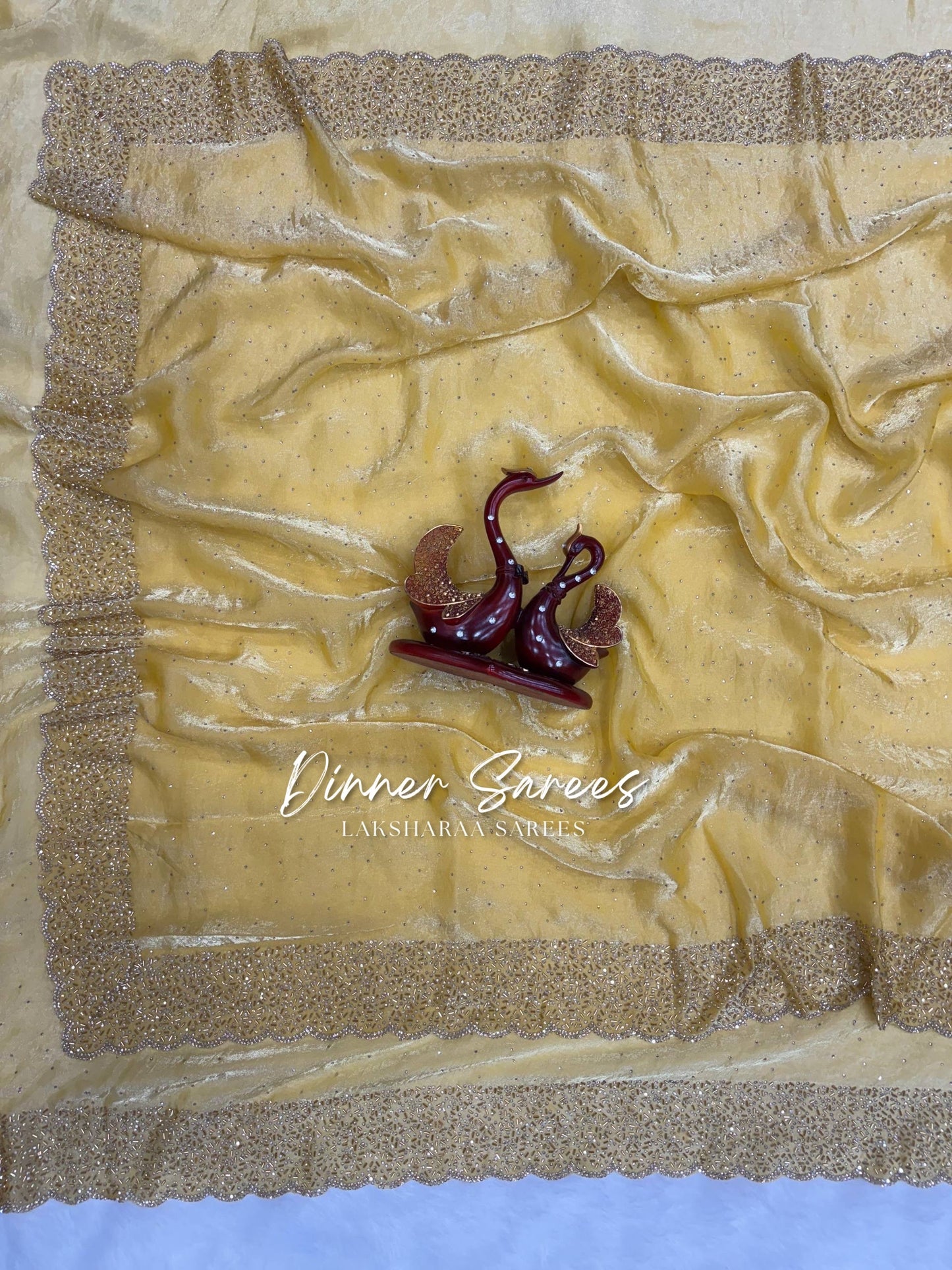 NAYLAA - Space dinner saree with stone border