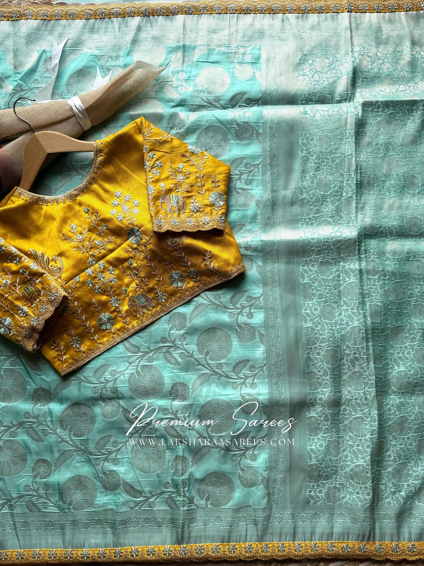 JIYA — Softy Silk Saree in with handwork designer blouse piece