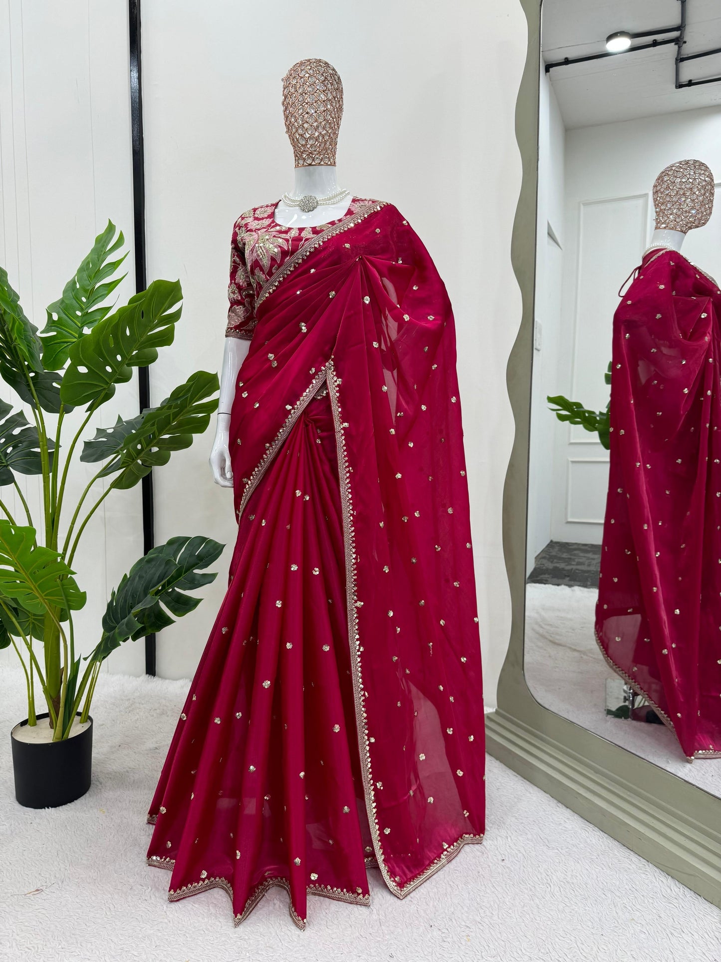 NIRUPA - Partywear Georgette Saree x Floral Designer Blouse
