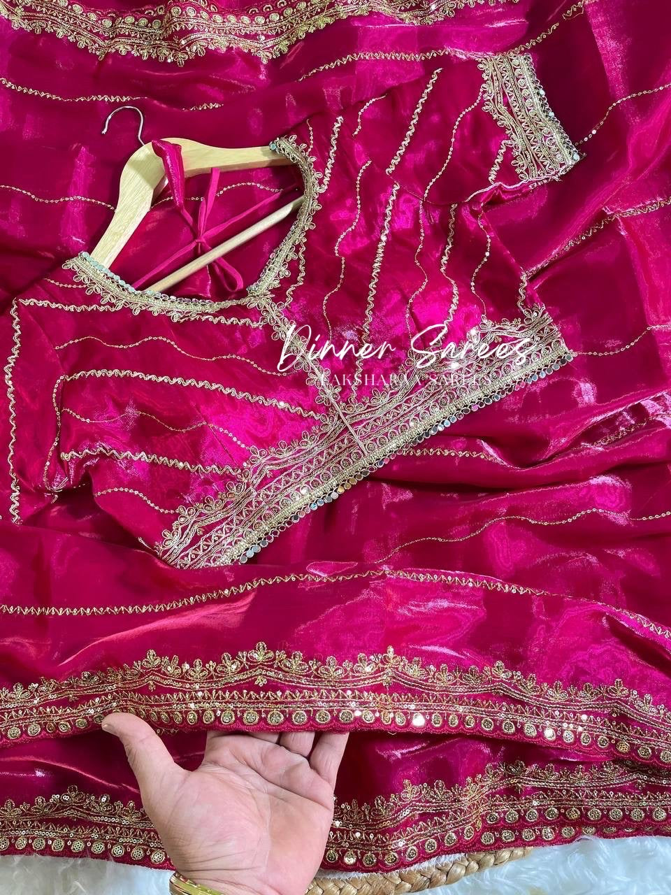 NATALIE — Premium Shimmer Saree with Readymade Blouse