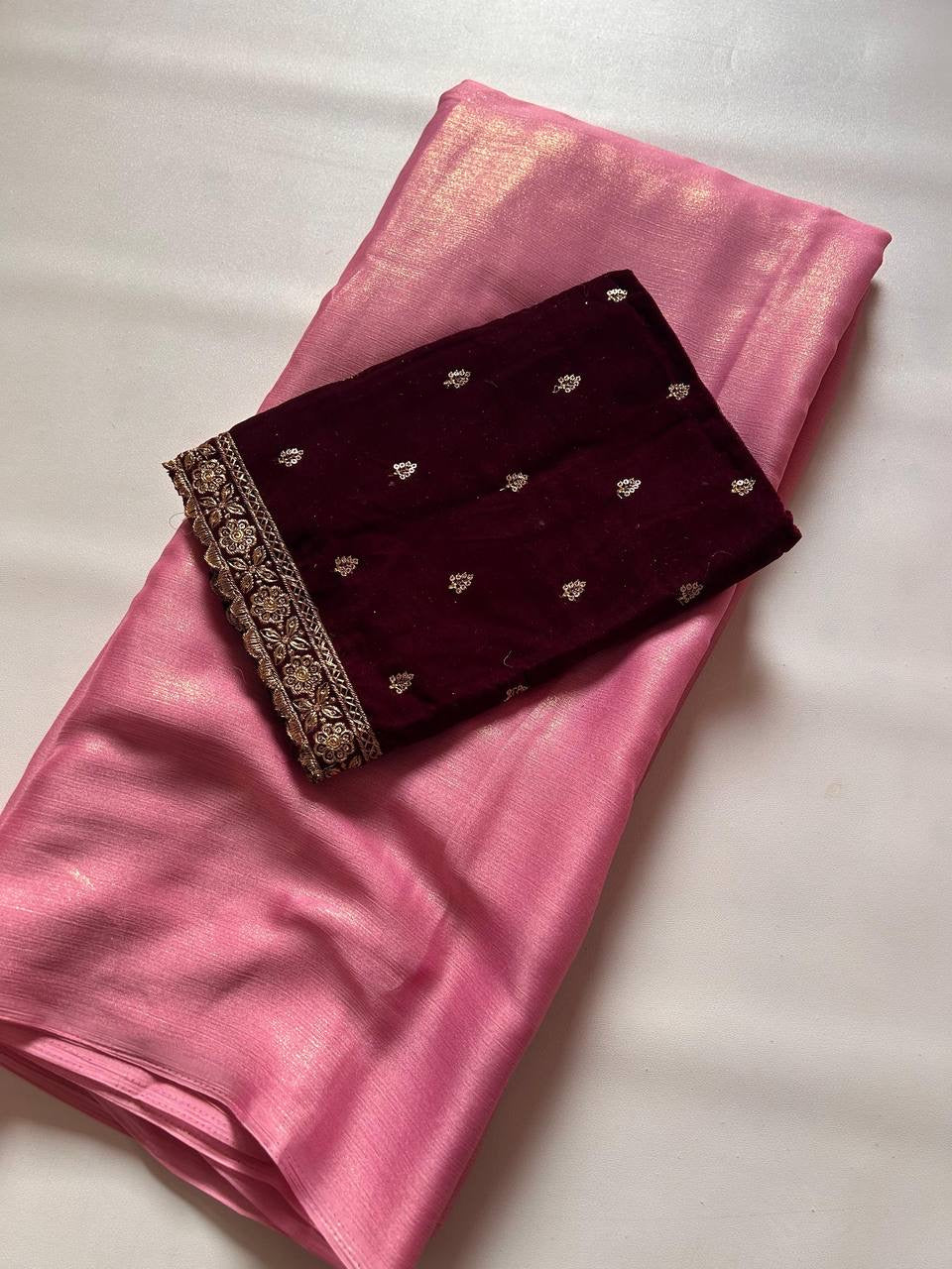 Bridesmaid Special - Shimmery Chiffon Saree