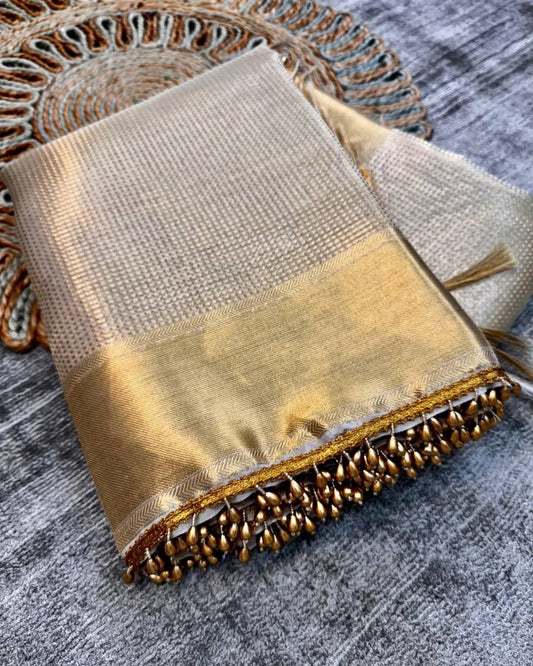 Gold Tissue Saree x Cute Border