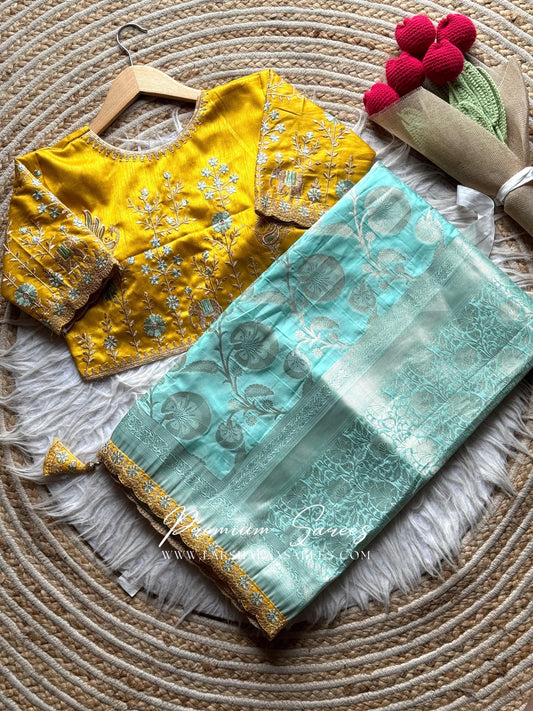 JIYA — Softy Silk Saree in with handwork designer blouse piece