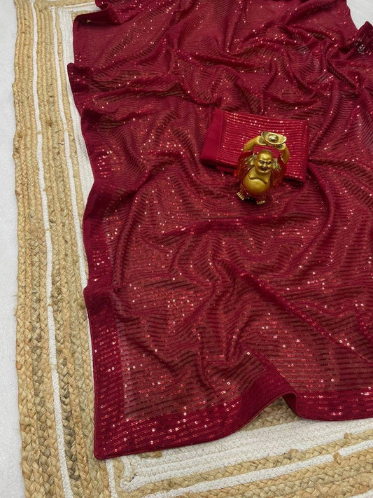 Arora Partywear Sequinned Georgette Saree - Laksharaa Sarees