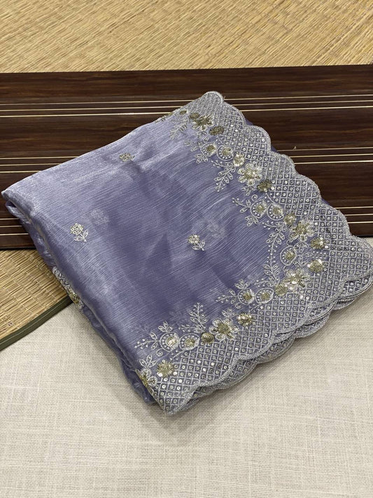 SAMARA — Floral Borderwork Shimmer Saree