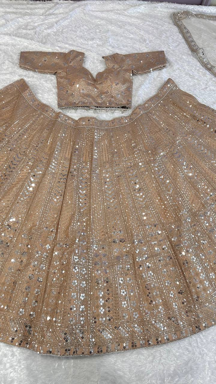 Peachy x Champagne Premium Lehenga