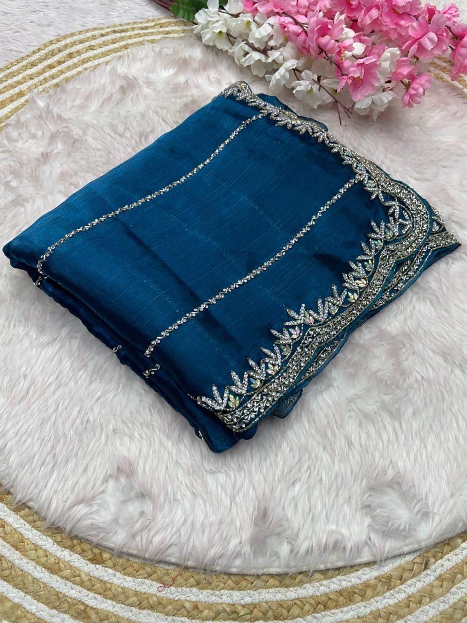 SARIKA - Premium shimmer silk saree with stone border