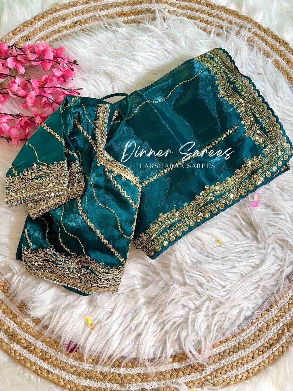 NATALIE — Premium Shimmer Saree with Readymade Blouse