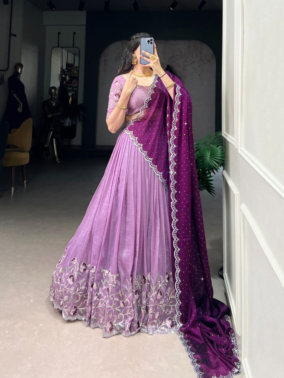 RUKMANI — Premium Glossy Half Saree Lehenga