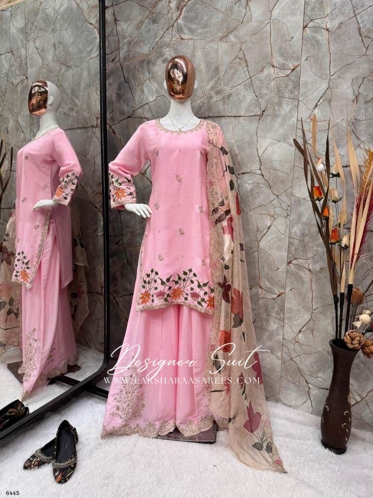 DILRUBA- Baby Pink Pallazo Suit