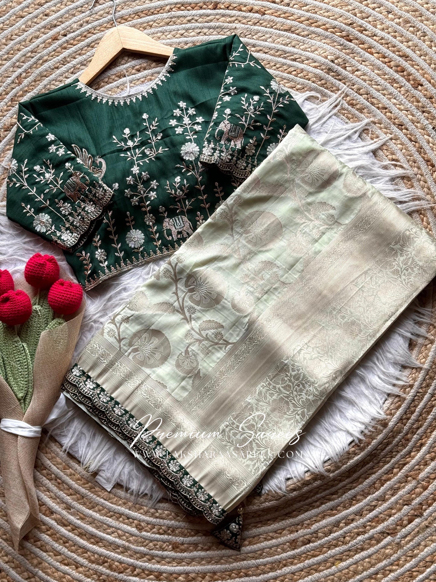 JIYA — Softy Silk Saree in with handwork designer blouse piece