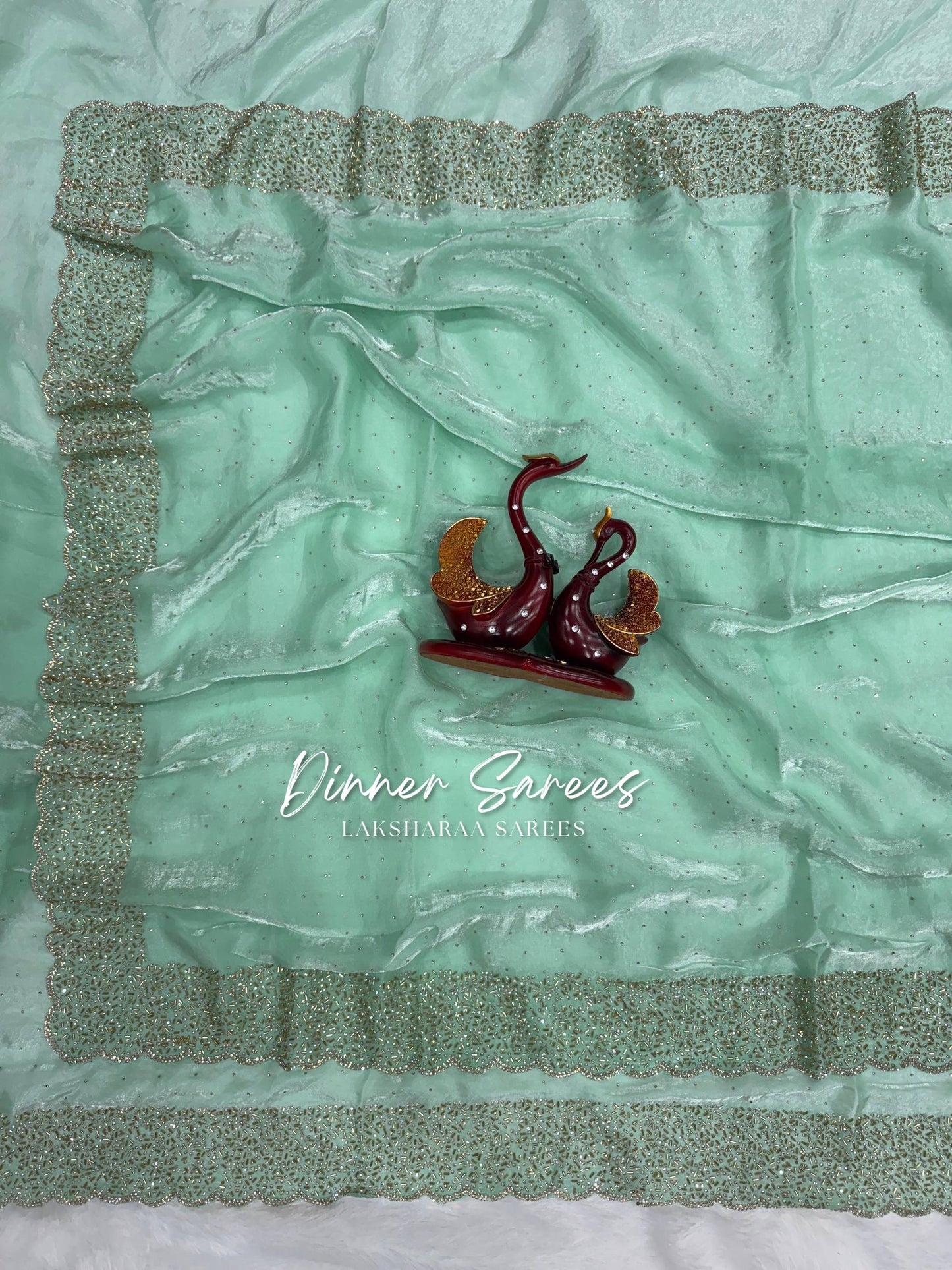 NAYLAA - Space dinner saree with stone border