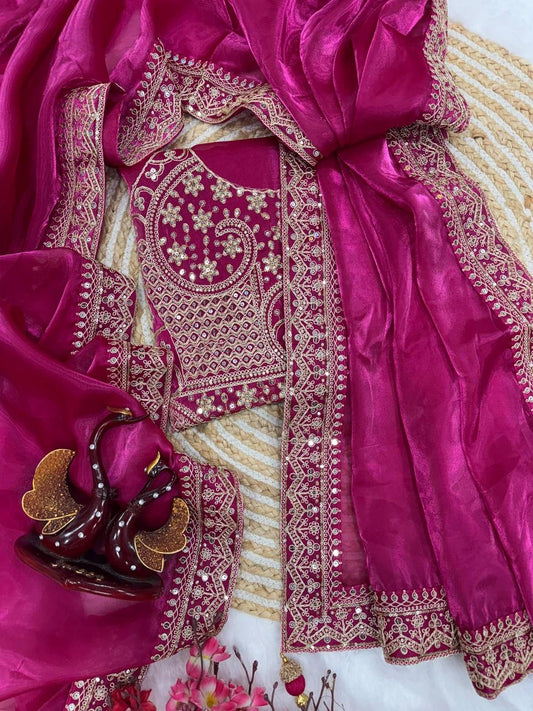 Ananya Purple Shimmer Silk Saree x Halter Top Blouse