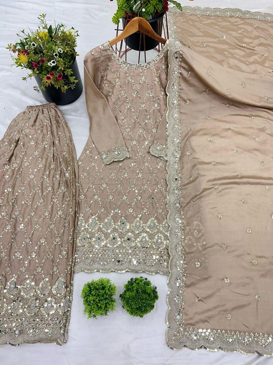 IQRA — Champagne Sharara Suit - Laksharaa Sarees