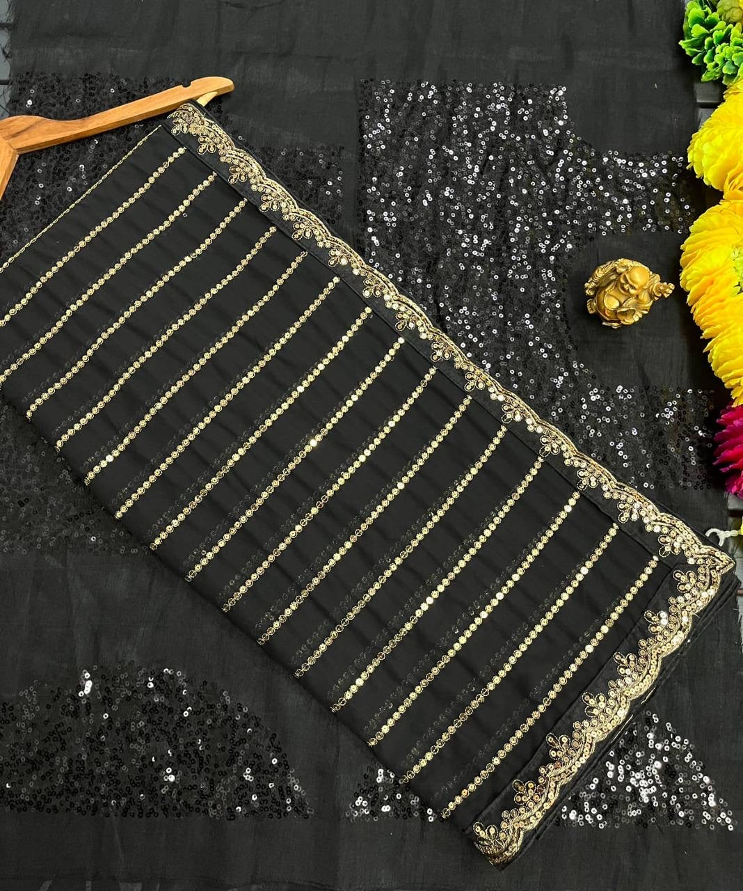 SUDHA - Black Georgette Designer Saree