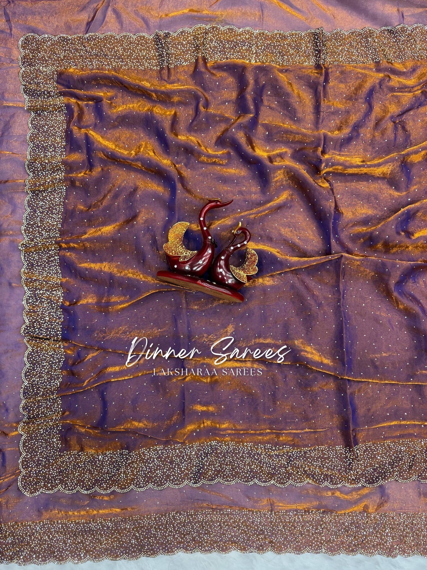 NAYLAA - Space dinner saree with stone border
