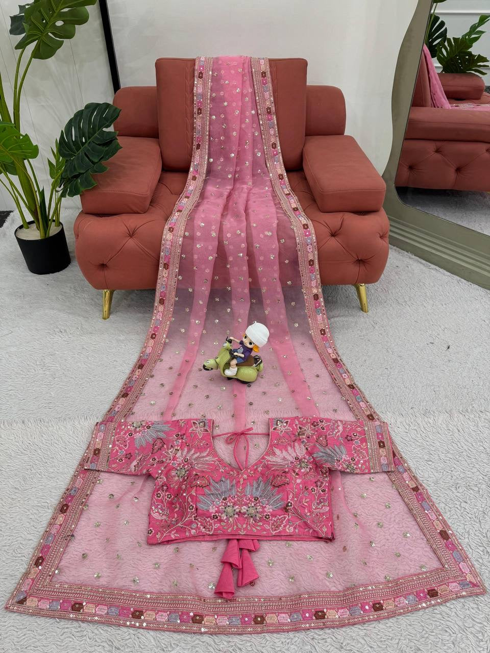 ELARA - Designer Organza Silk Saree with Stunning Border