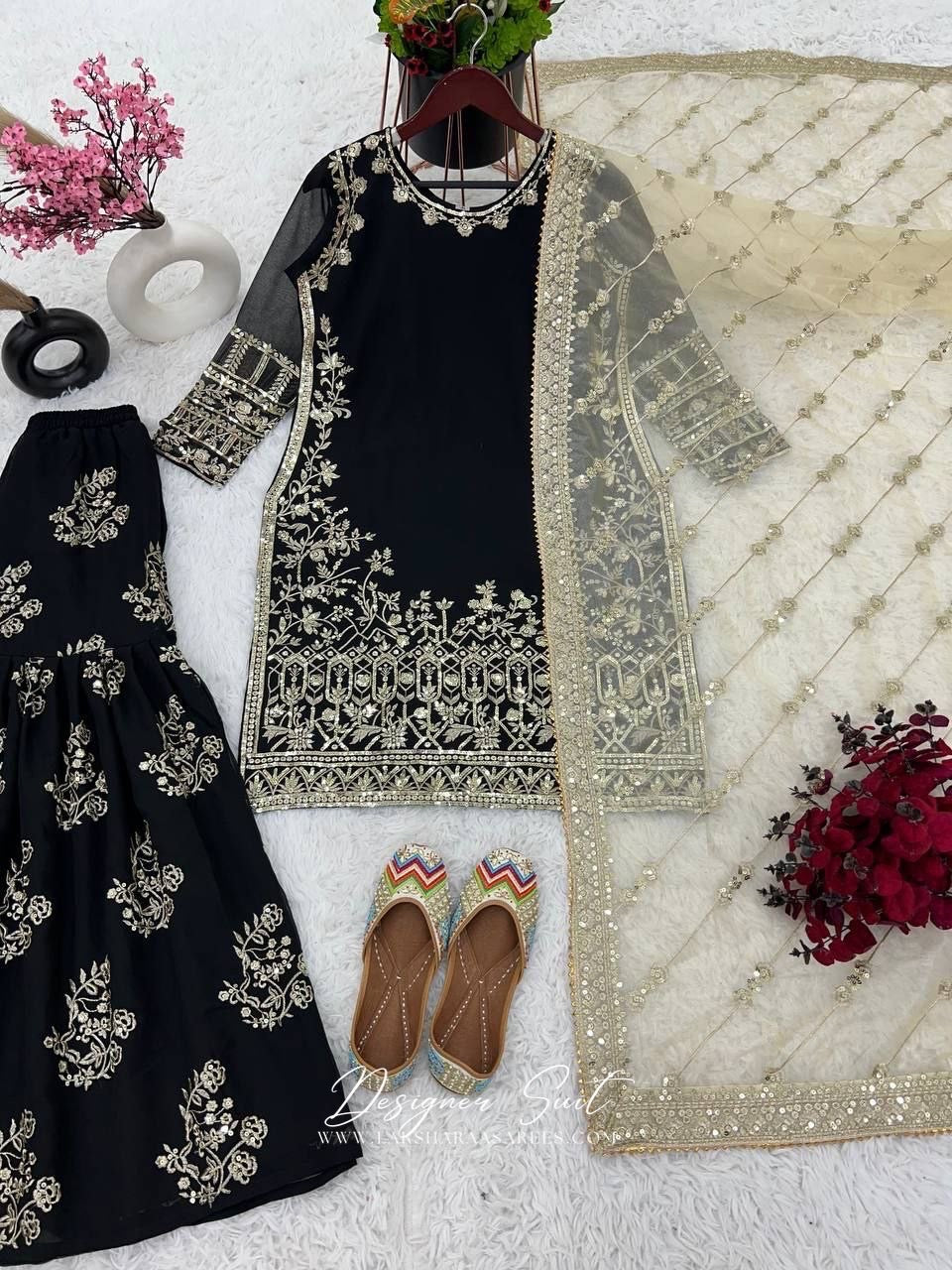 ZOYA - Black x Gold Sharara Suit