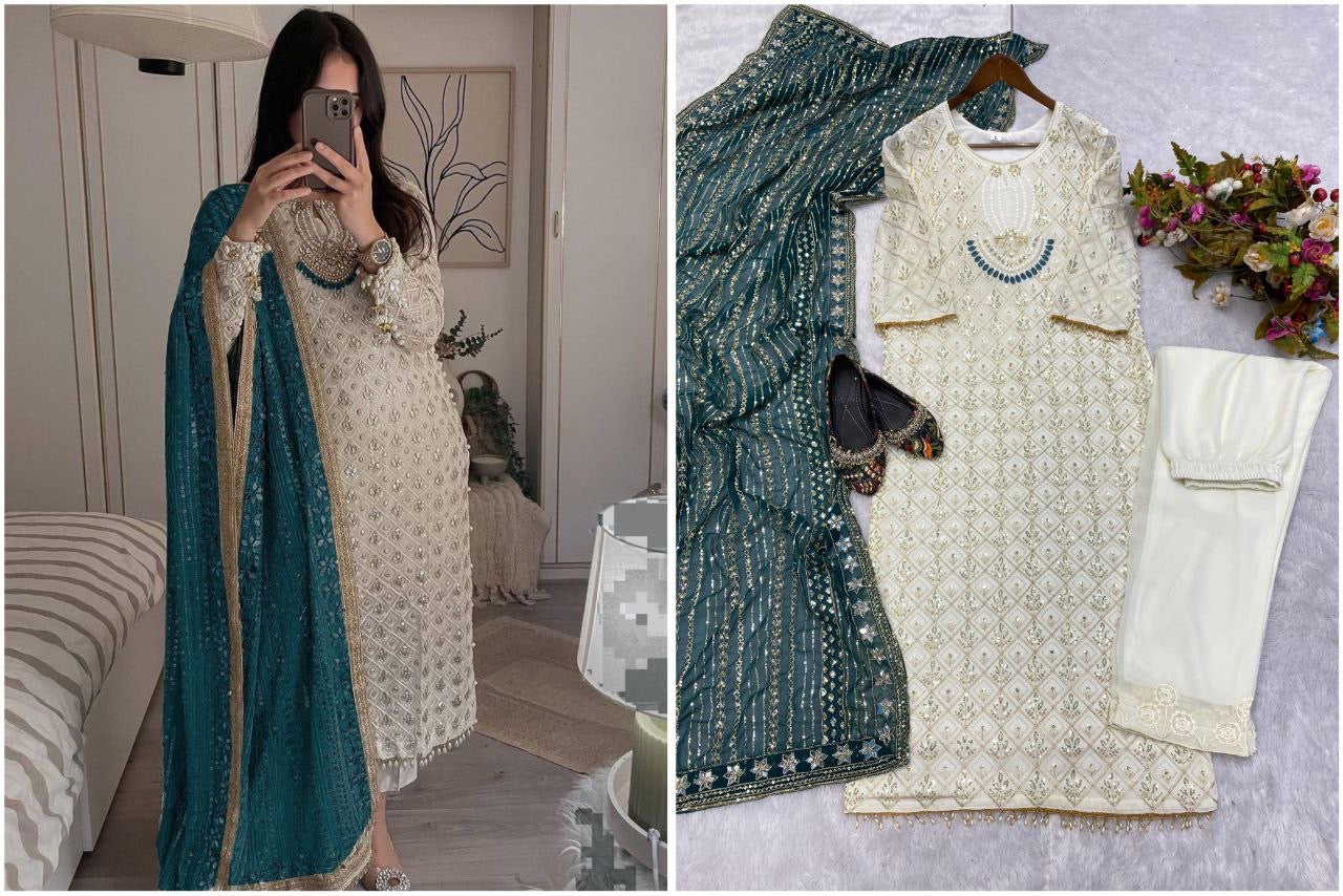 AMEERA- Pakistani Suit x Contrast Duppata