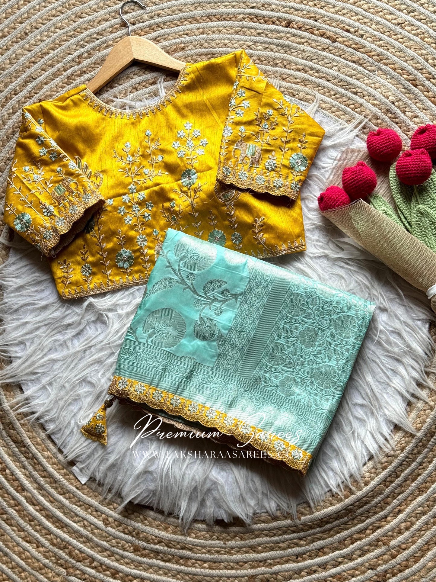 JIYA — Softy Silk Saree in with handwork designer blouse piece