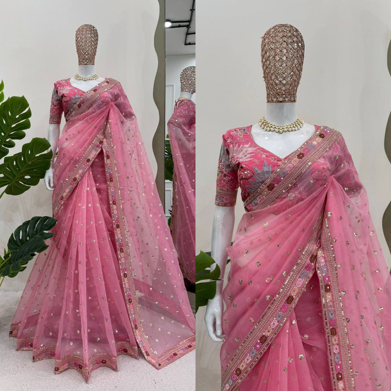 ELARA - Designer Organza Silk Saree with Stunning Border
