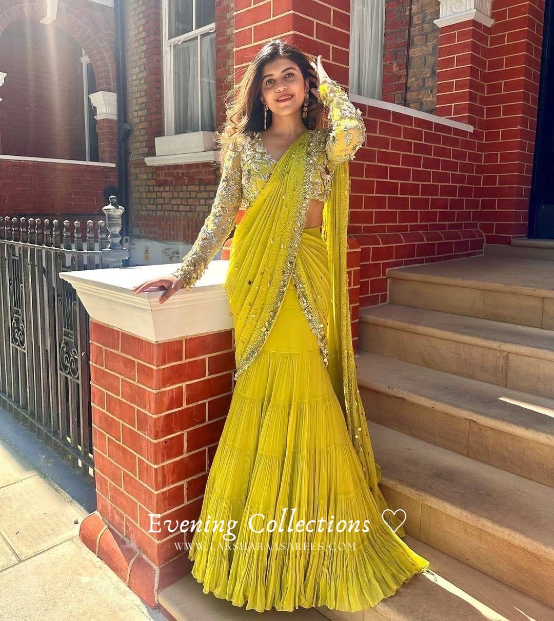SAMRIN - Haldi Special Ruffle Half Saree Lehenga