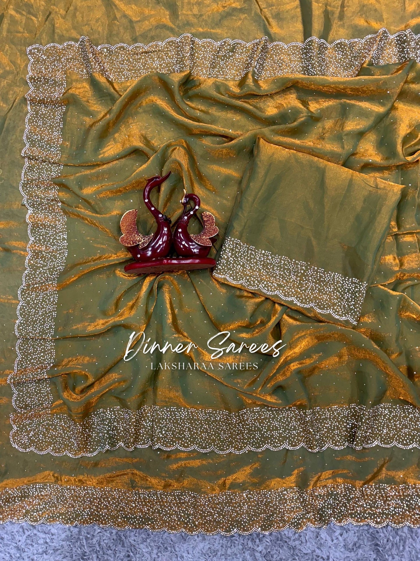 NAYLAA - Space dinner saree with stone border