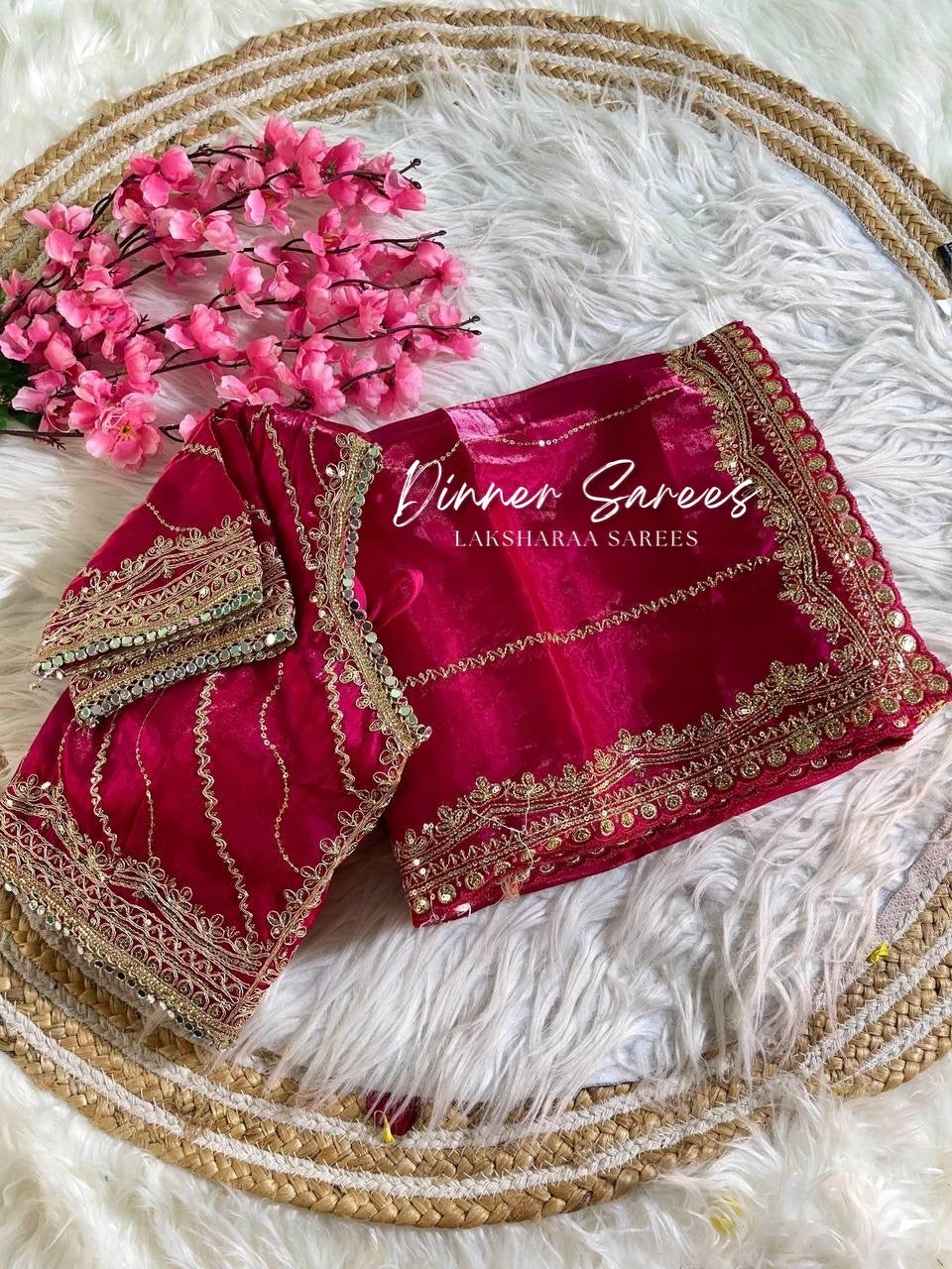 NATALIE — Premium Shimmer Saree with Readymade Blouse