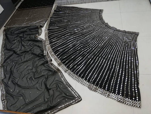 NERISA — Black x Silver Premium Lehenga