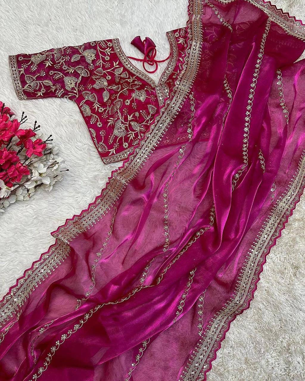 SONIYAA - Shimmer Silk Saree x Readymade Blouse