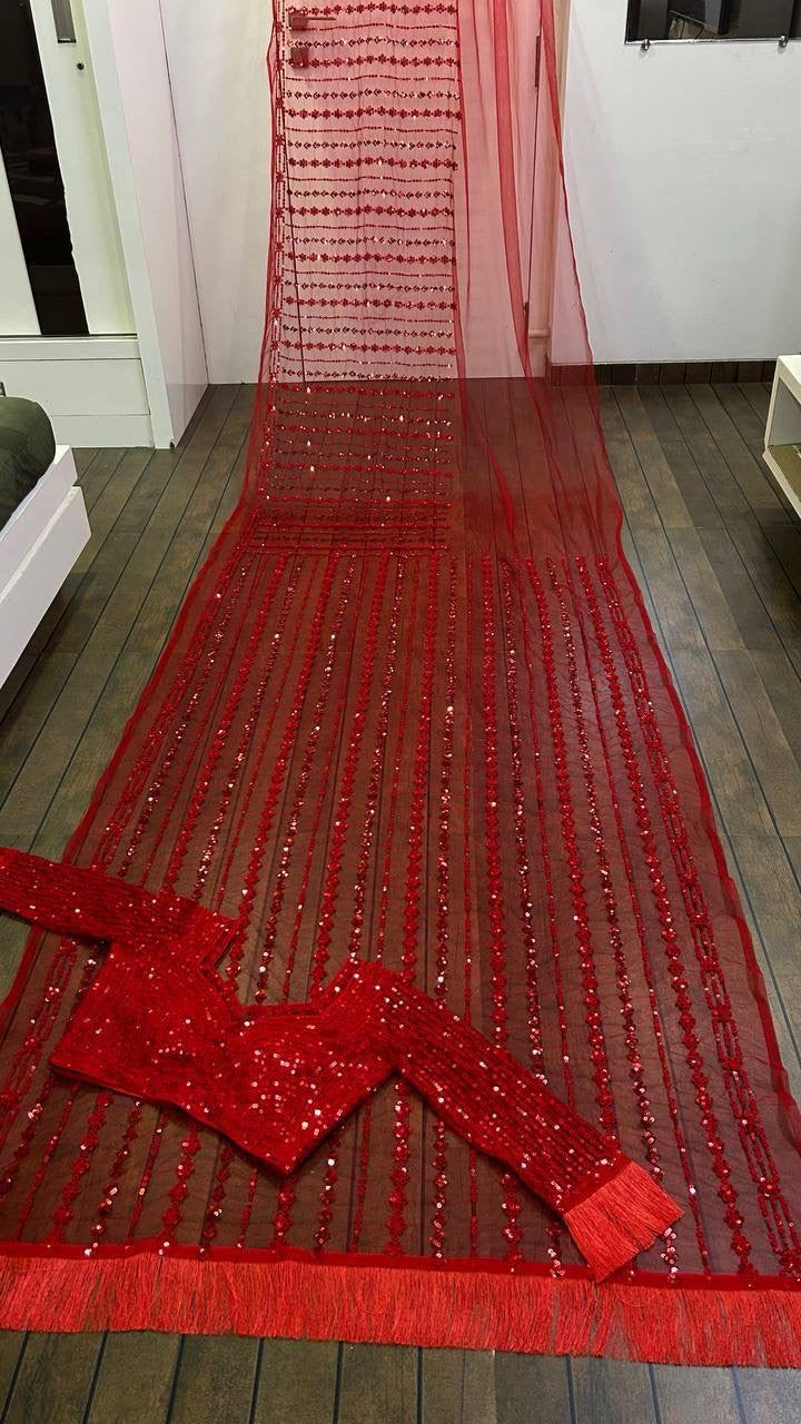 Red Partywear Saree