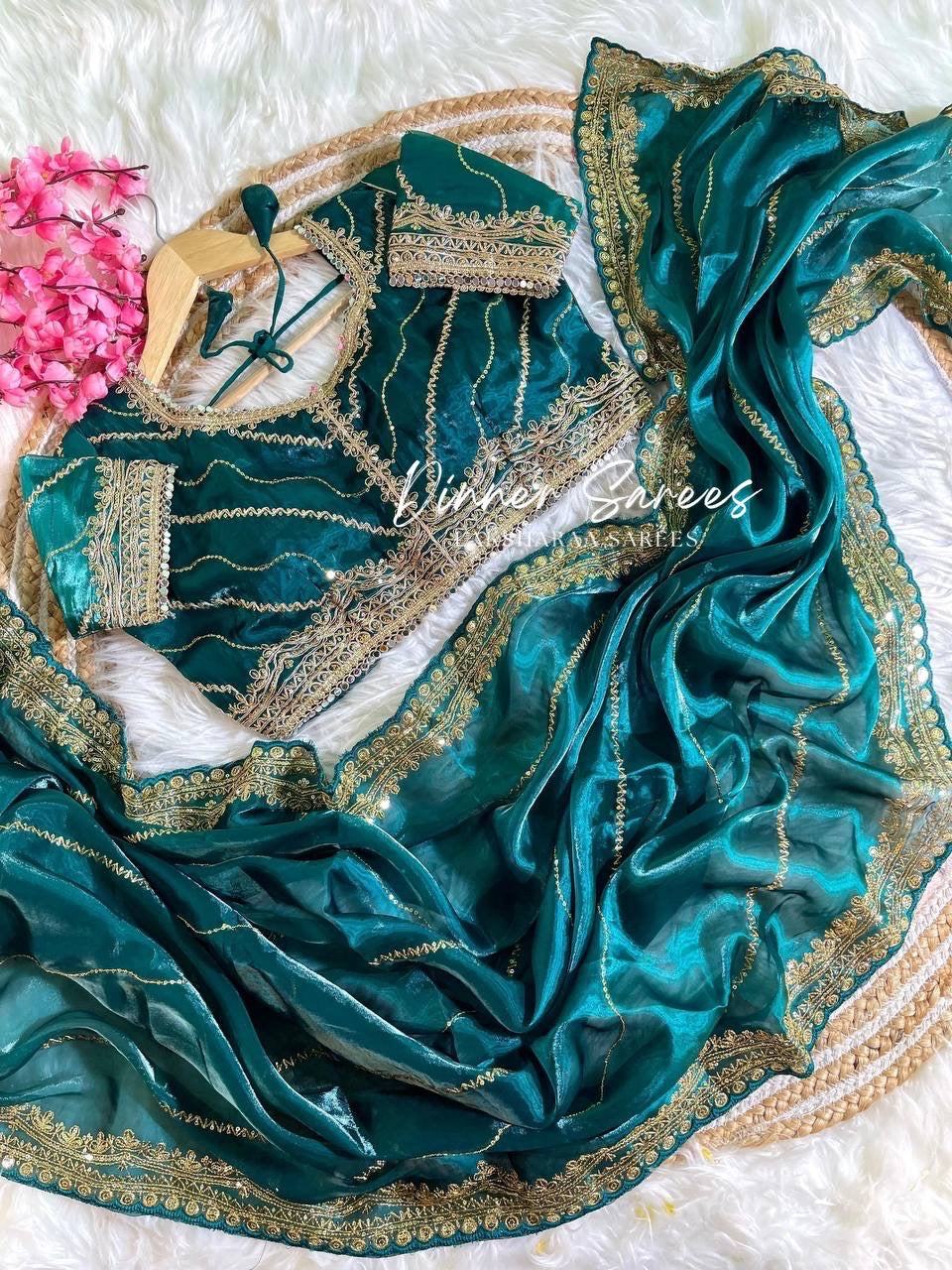 NATALIE — Premium Shimmer Saree with Readymade Blouse