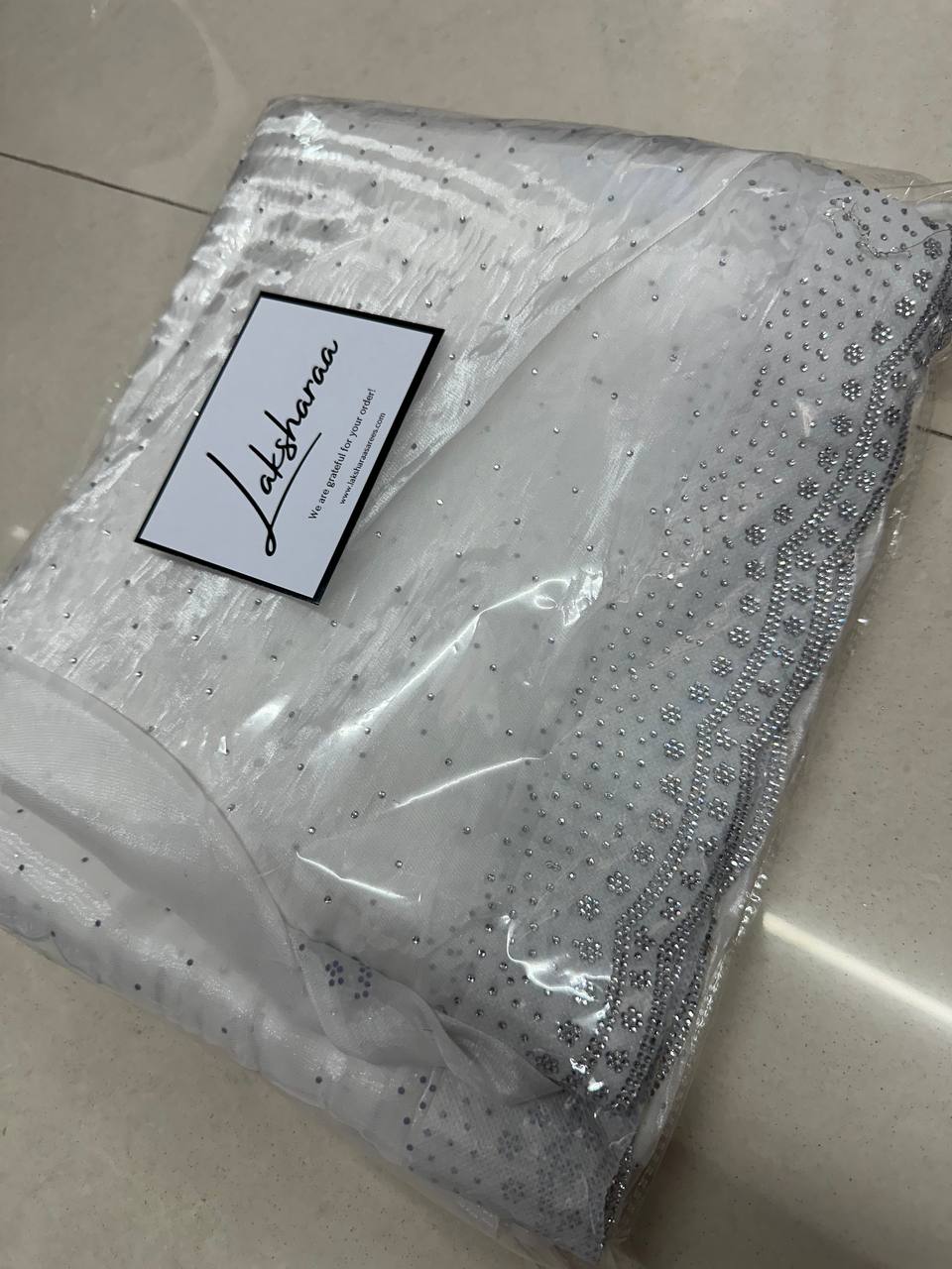 SONAA — Dreamy White Stone Dinner Saree