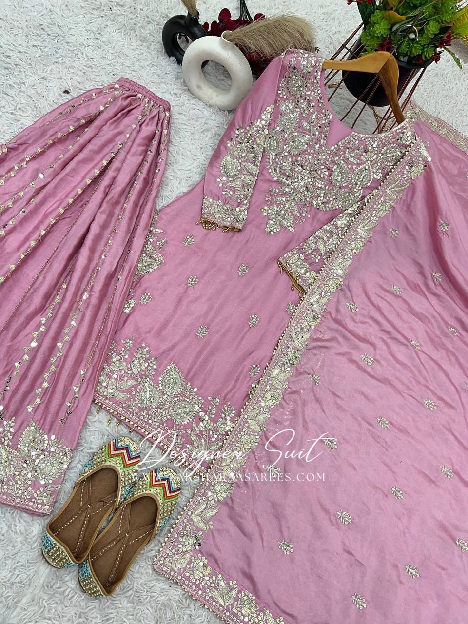 RAMEENA - Baby Pink Sharara Suit