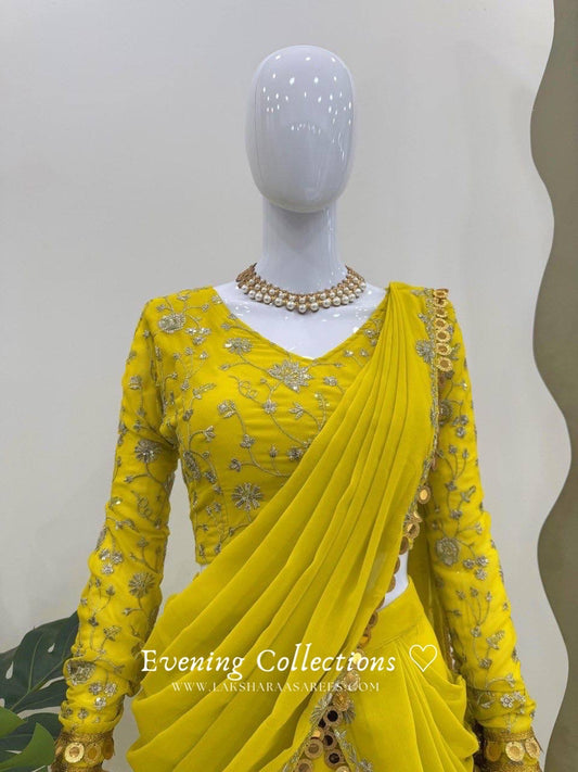 SAMRIN - Haldi Special Ruffle Half Saree Lehenga
