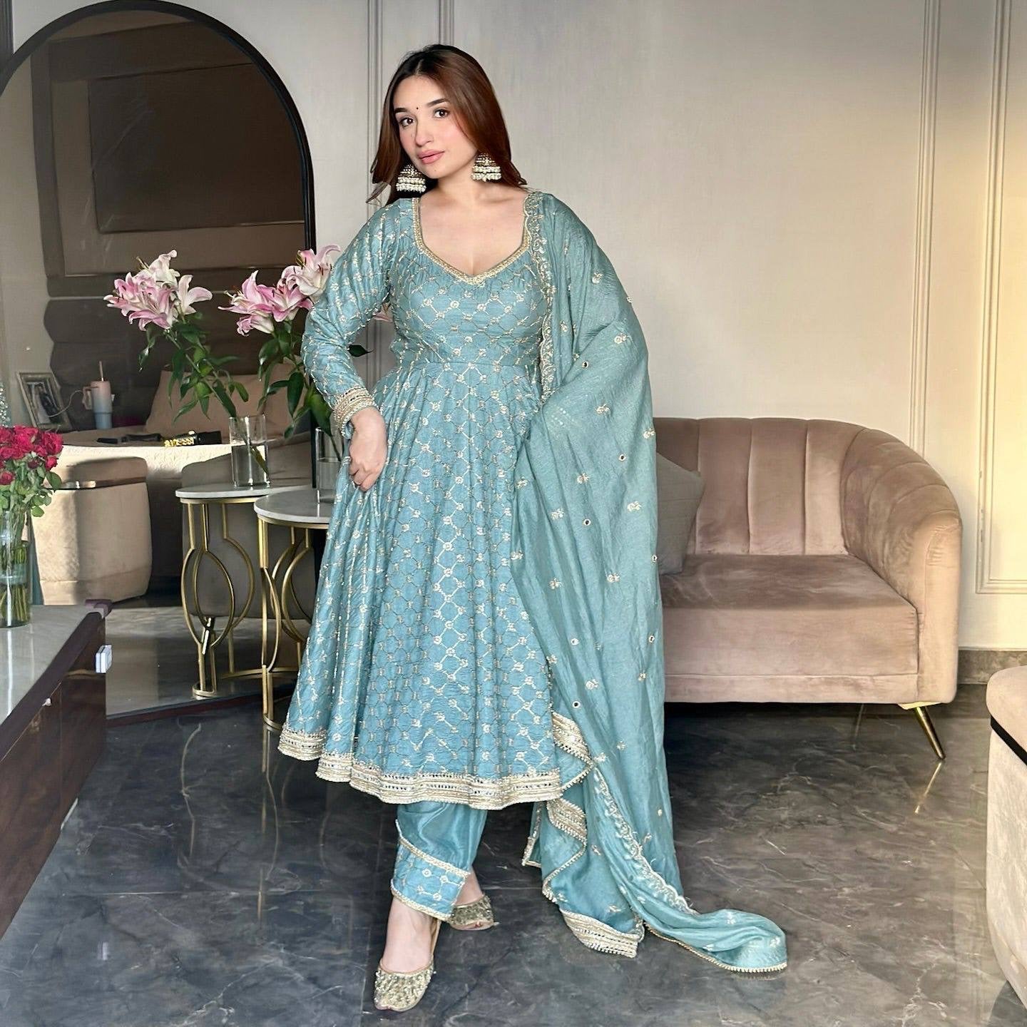 Baby Blue Anarkali Suit