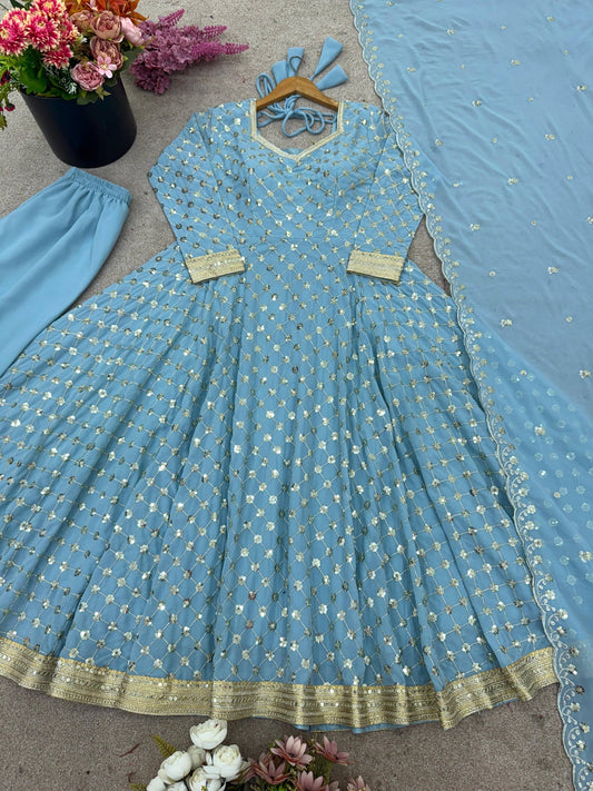 Baby Blue Anarkali Suit