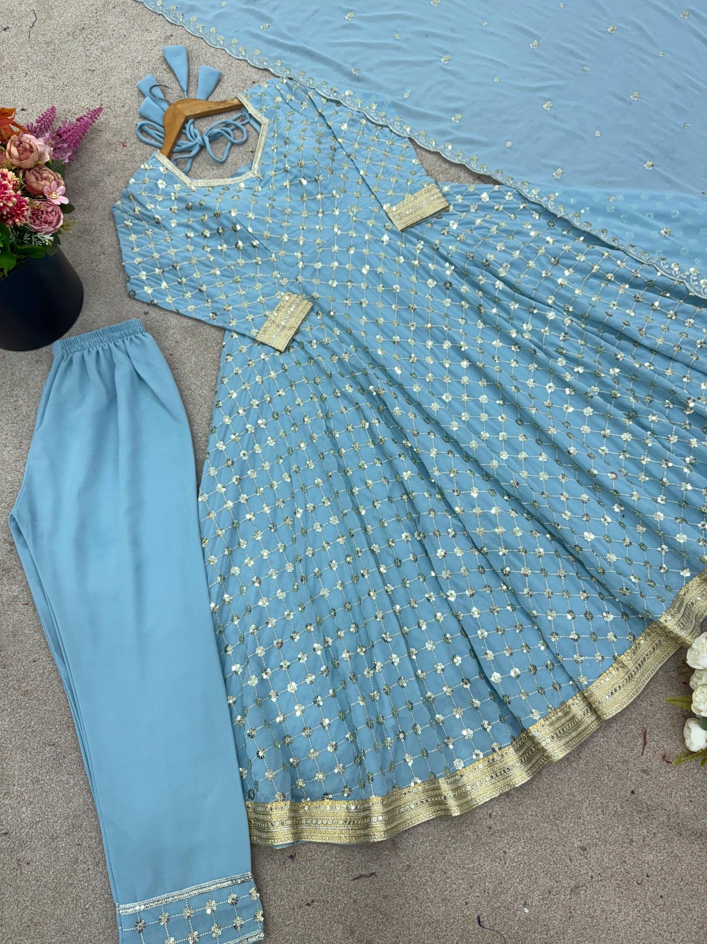 Baby Blue Anarkali Suit