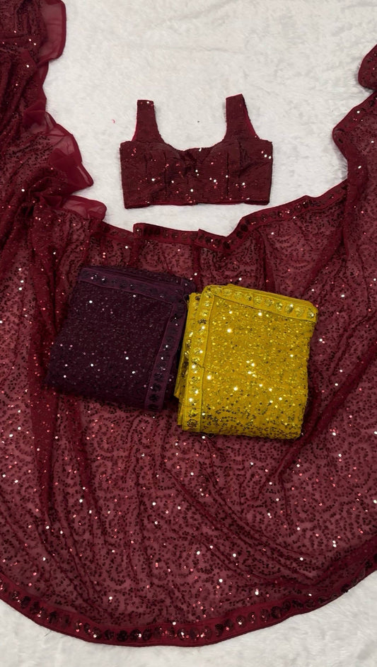 REEMA — Sequinned Georgette Partywear Saree