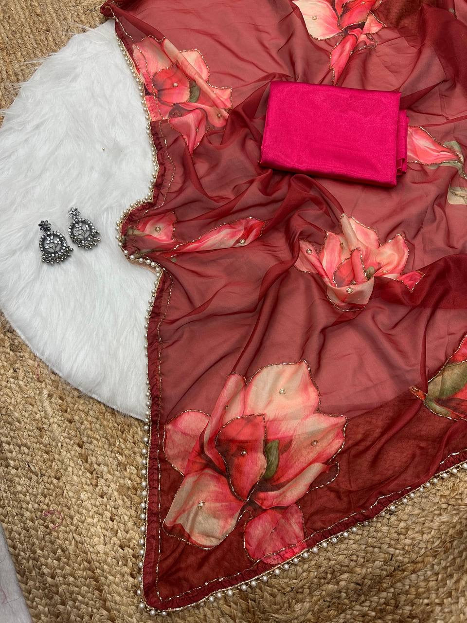 LILY 1.0 — Summer Floral x Pearl Saree