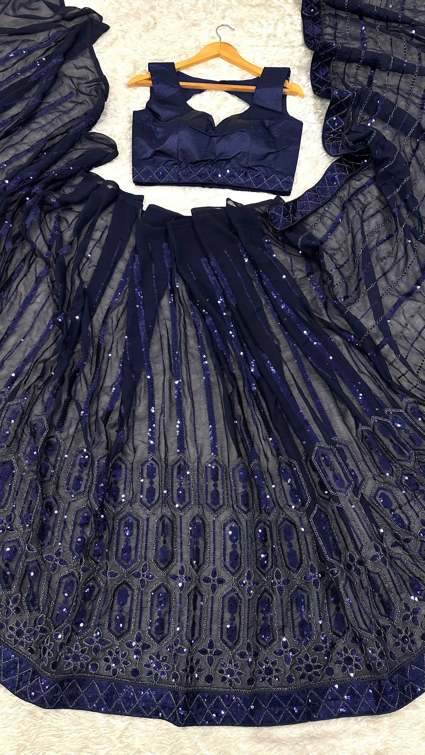LUISA — Dreamy Blue Georgette Saree