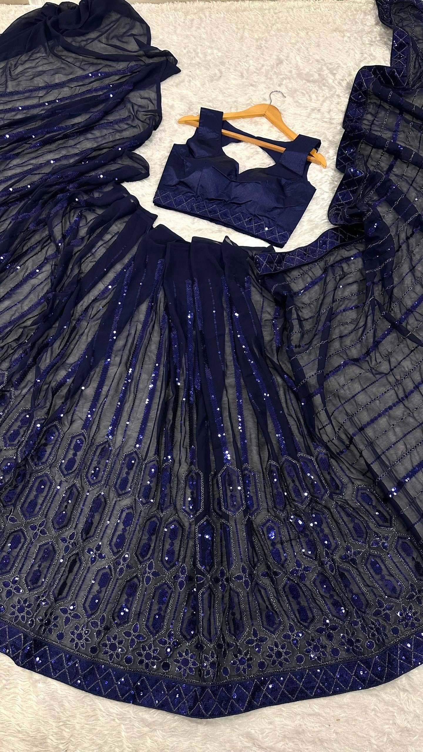 LUISA — Dreamy Blue Georgette Saree