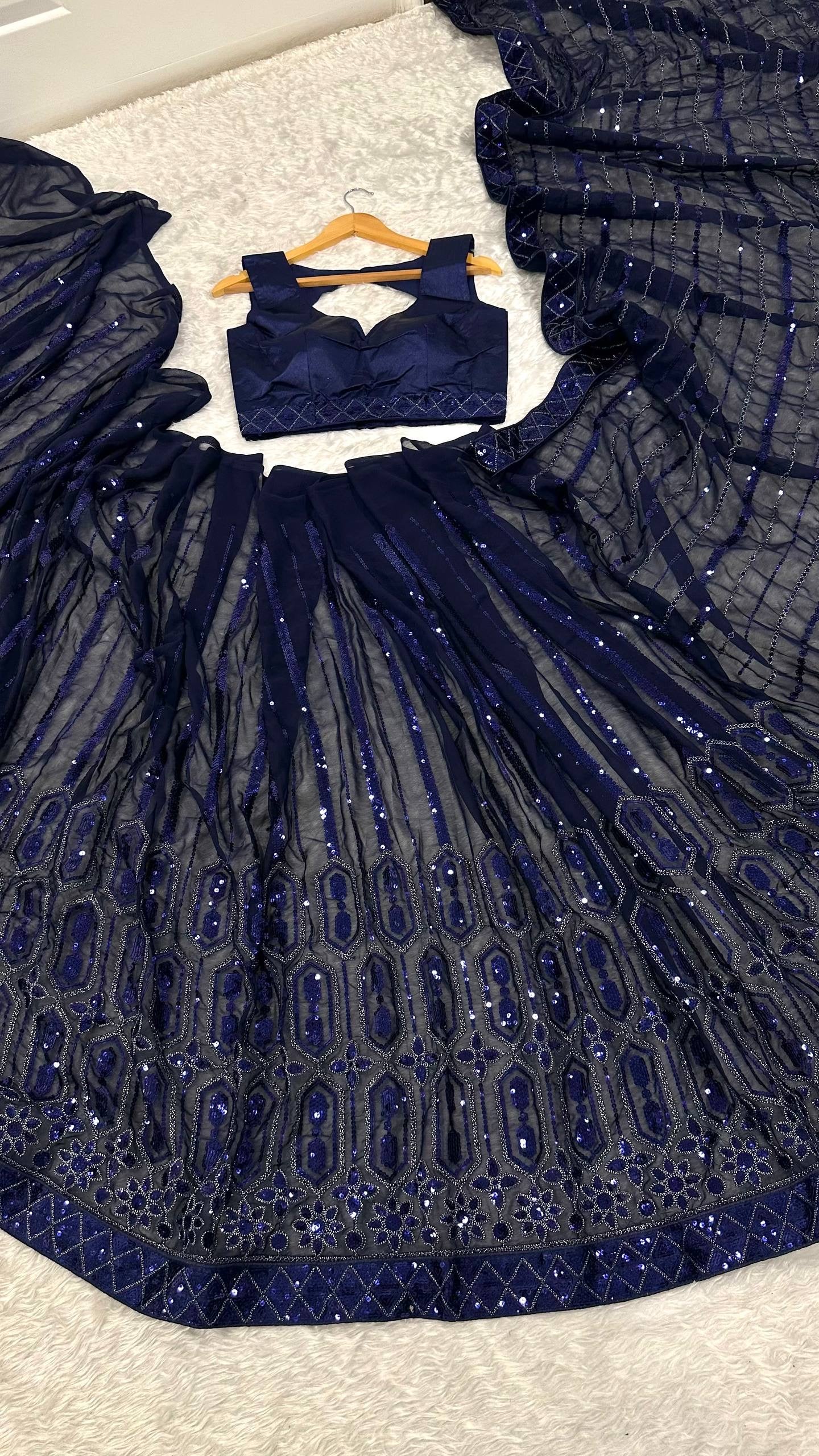 LUISA — Dreamy Blue Georgette Saree