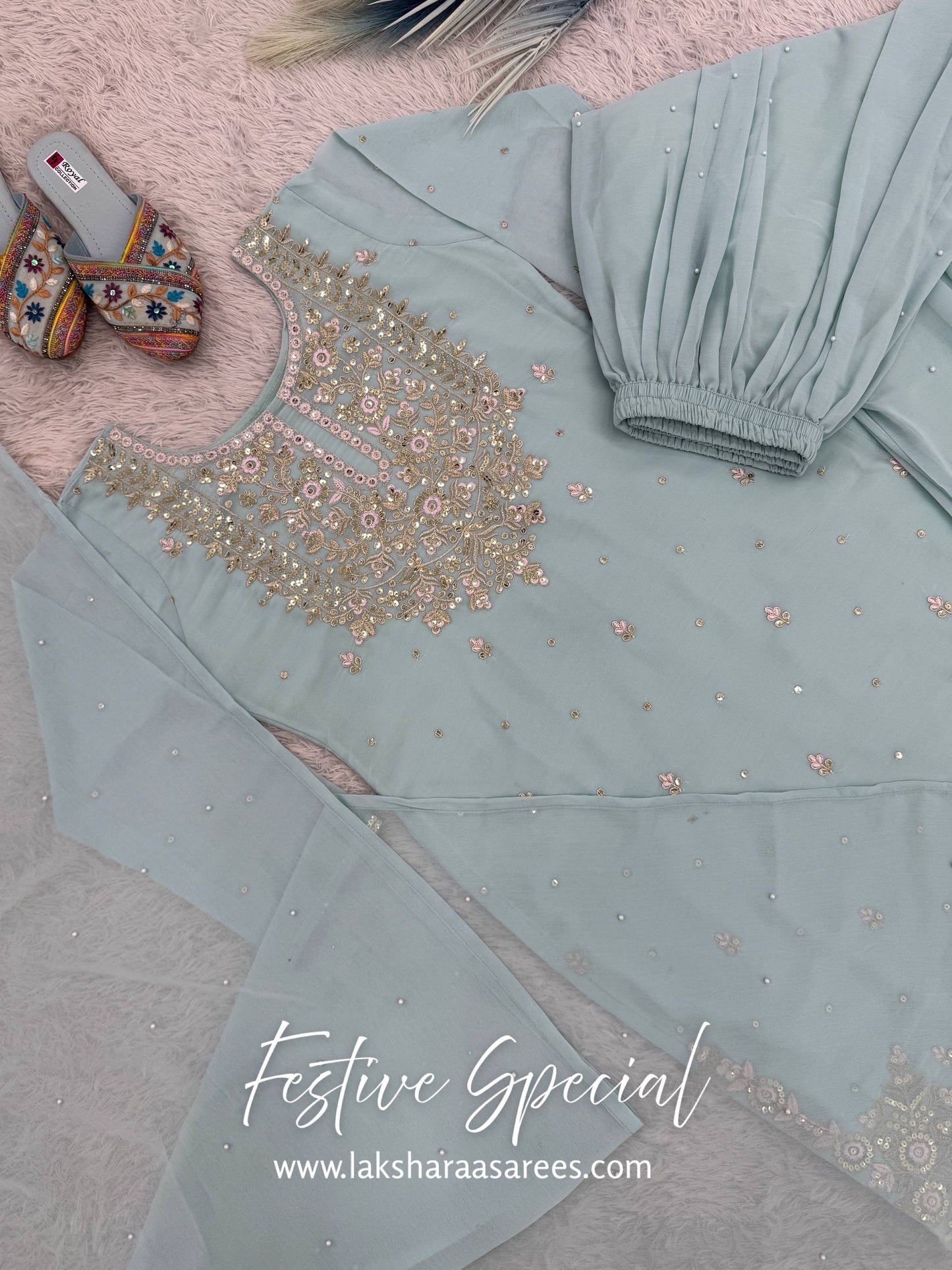 HANUSHA — Flowy Blue Pallazo Suit
